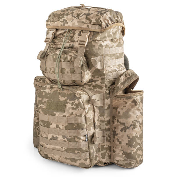 istock Army backpack in pixel camouflage. Tactical military backpack. 2183101023