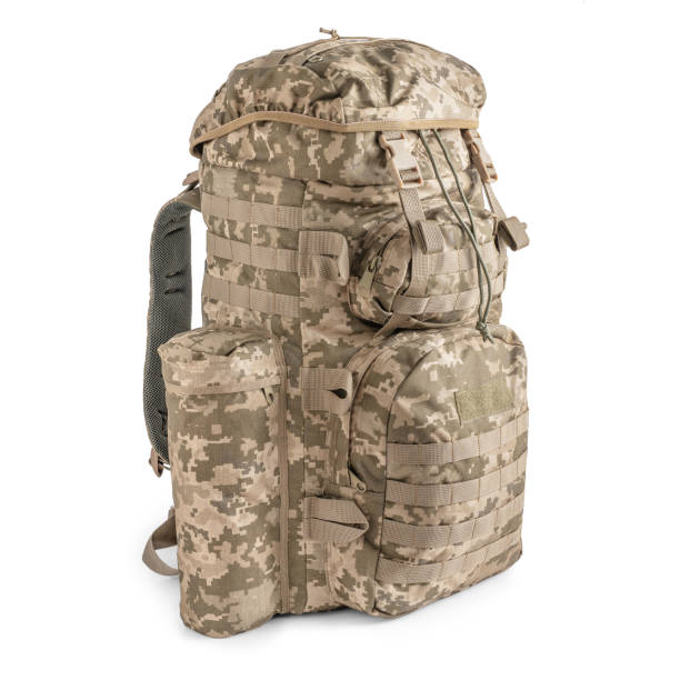 istock Army backpack in pixel camouflage. Tactical military backpack. 2183101705