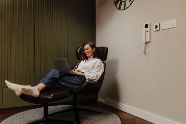 istock Woman working at home late 2183103510