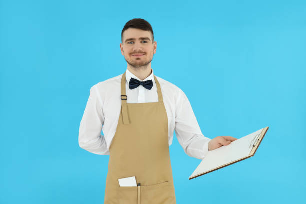 istock Concept of profession with young man waiter 2183105827