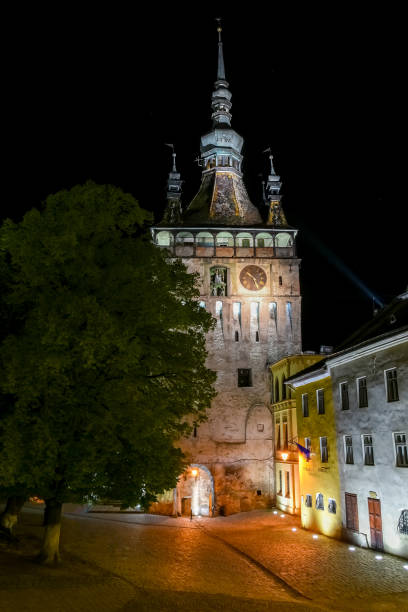 istock The Clock Tower in Sighisoara at night 2183112956