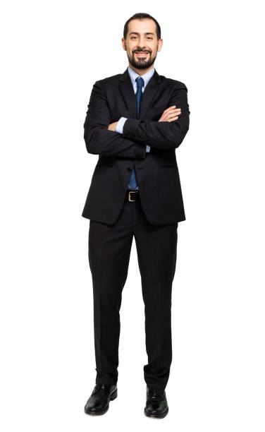 istock Confident businessman smiling with folded arms on white background 2183122548