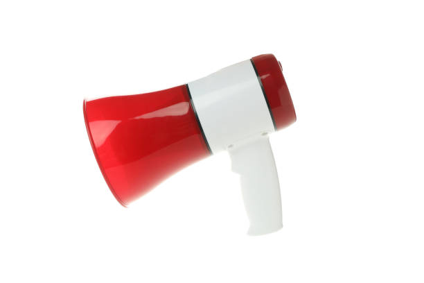 istock Red and white megaphone isolated on white background 2183126615