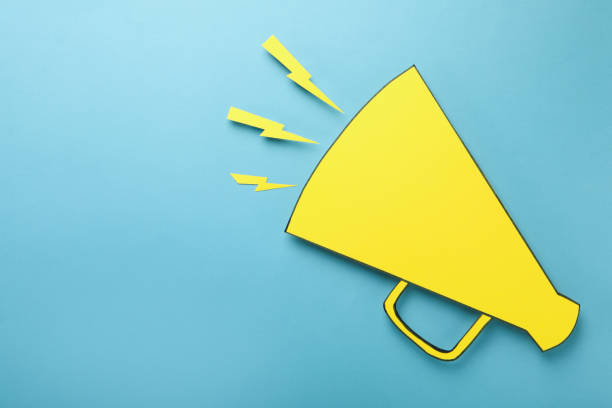 istock Important announcement concept with decorative megaphone, space for text 2183126658