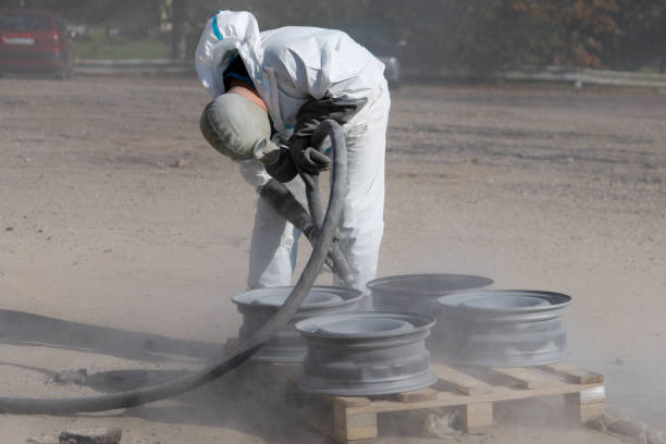 istock Sandblasting restoration of metal wheel rims, rust removal 2183127448