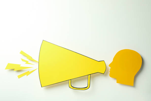 istock Important announcement concept with decorative megaphone, space for text 2183128042