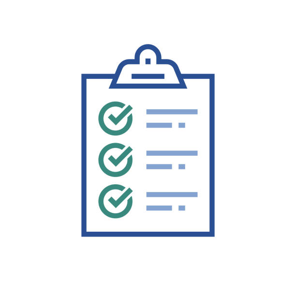 ilustraciones, imágenes clip art, dibujos animados e iconos de stock de diseño vectorial de icono de línea de lista de verificación - lista de chequeo