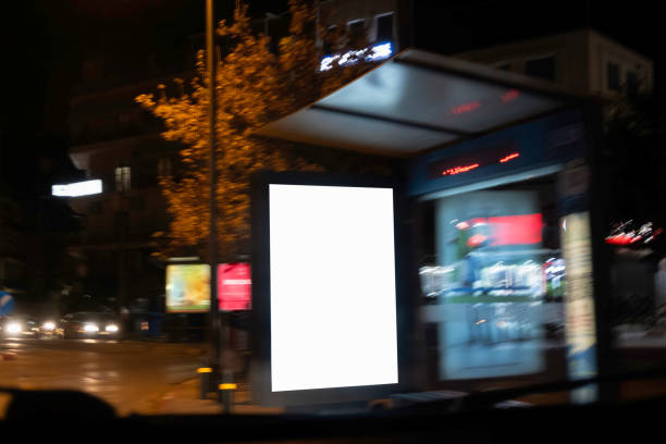 istock Blank lit billboard of bus stop 2183131058