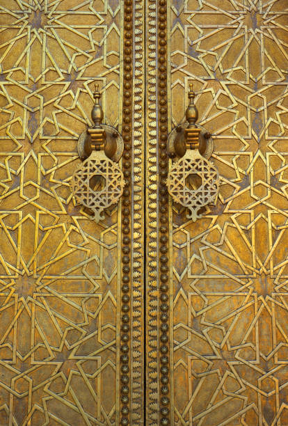 istock Intricate paneled brass door. Historic Fez, Morocco. 2183145667