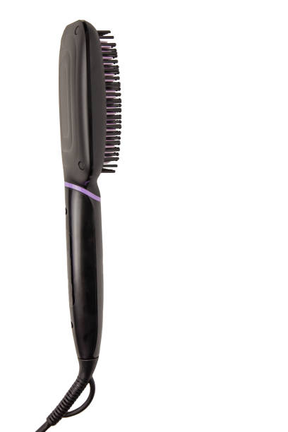 istock Ceramic-coated hair straightening brush isolated on a white background 2183163850