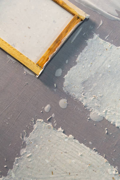 istock Top view of recycled paper sheets left to dry in workshop table showcasing the process of making art from reusable material. Zero waste and eco friendly concept. 2183170982