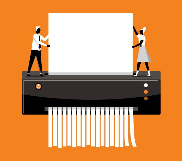 Shredding Documents Business people Shredding Documents tear up contract stock illustrations