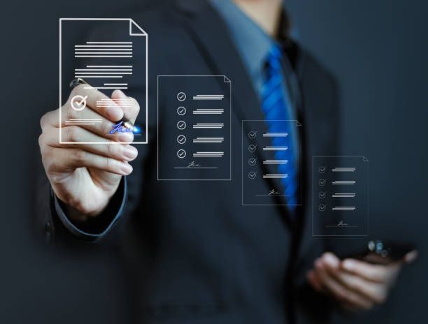 istock Businessman signing electronic document on digital document. Electronic signature concept. Electronic signature concept. 2183188003