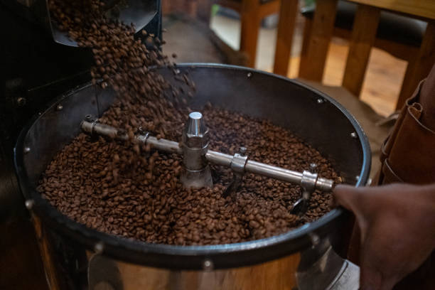 istock Roastmaster released the roasted coffee beans from the roaster 2183192709