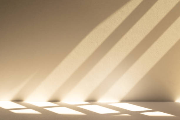 istock Studio style background wall decoration presentation uses white and beige tones. with shadows cast from a nearby window, concept creating a decorative 2183194826