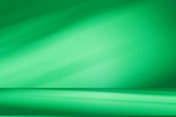 istock Studio style background wall decoration presentation uses white and green tones. with shadows cast from a nearby window, concept creating a decorative 2183194867