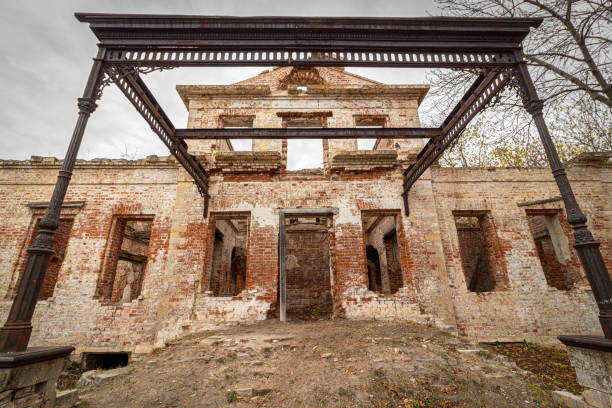 Ruins of an old abandoned building. A manor house of the early 19th century.