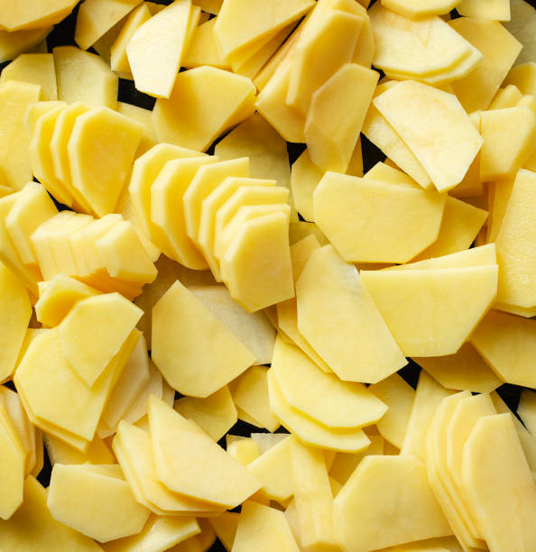 istock Slices of raw potatoes. 2183200429