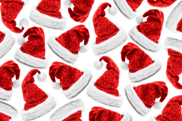 istock Red Christmas caps isolated against a white background 2183202371