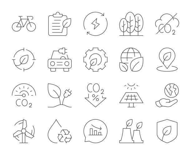 Net Zero & Carbon Neutrality - Thin Line Icon Net Zero & Carbon Neutrality Thin Line Icon Vector EPS File. persistent organic pollutants stock illustrations