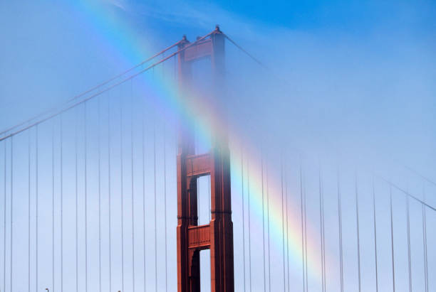 USA California, San Francisco, The Golden Gate Bridge with rainbow.
