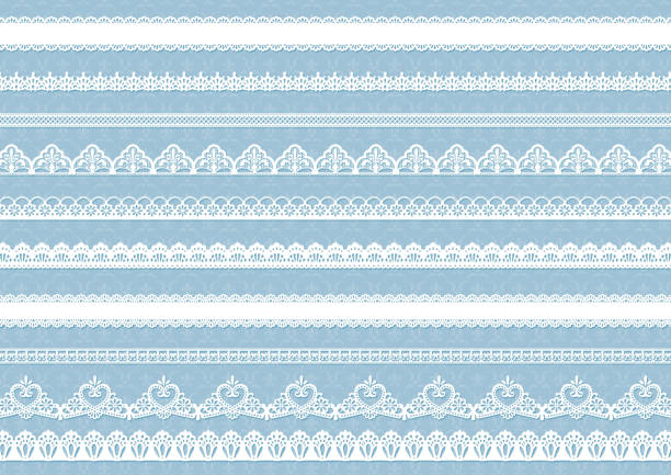 illustrations, cliparts, dessins animés et icônes de ensemble de bordure en dentelle blanche vintage, motifs décoratifs antiques - dentelle