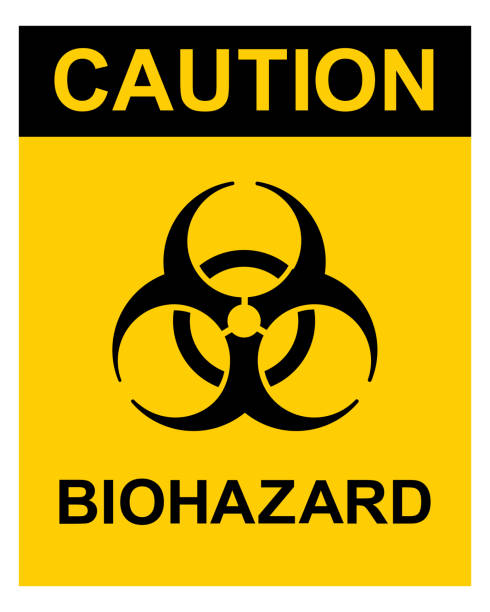 istock Caution biohazard, black and yellow sign. Caution sign with biohazard symbol and text, vector illustration 2183207533