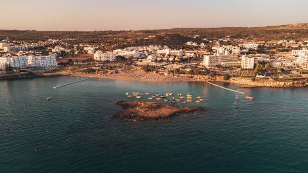 istock Coastal town aerial view at sunset. 2183214479