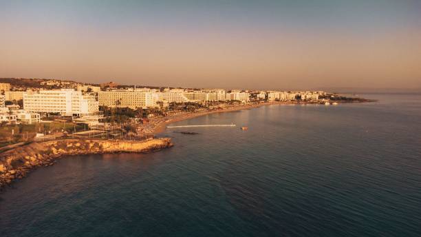 istock Coastal cityscape with hotels at sunset. 2183214512