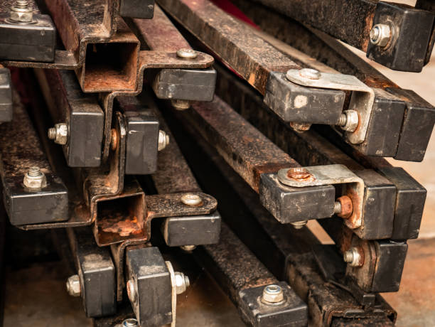 istock pile of black hollow iron with a little rust 2183217780