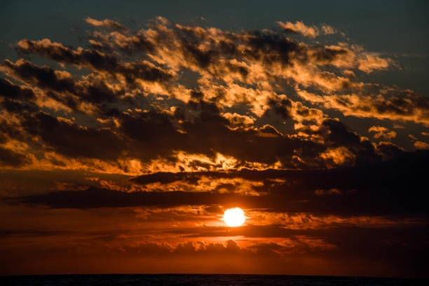 Sunset over a tropical island