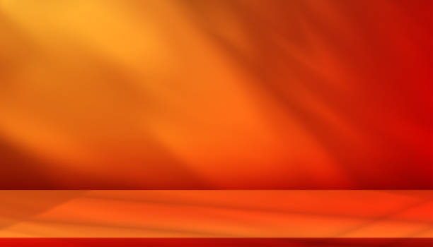 istock Autumn Background,Studio orange wall with shadow leaves on red podium for product display,Summer backdrop 3D Template with Light on floor,Vector Scene Display Platform for Cosmetic Product Present 2183221506
