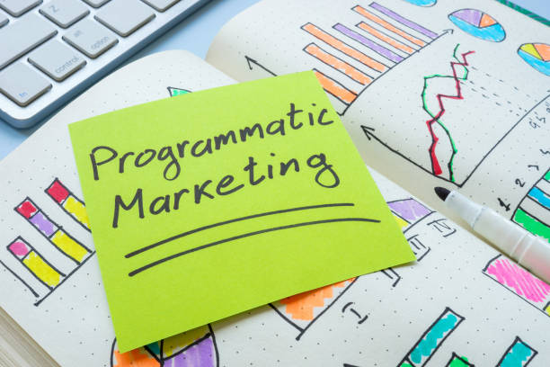istock Pages with notes on programmatic marketing. Automated advertising strategies. 2183227963