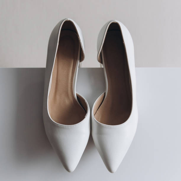 white wedding shoes of bride