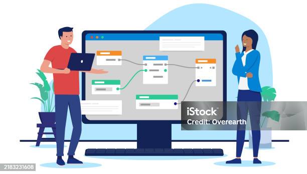 Prototype In Computer Working On Software Prototype On Computer Stock Illustration - Download ...