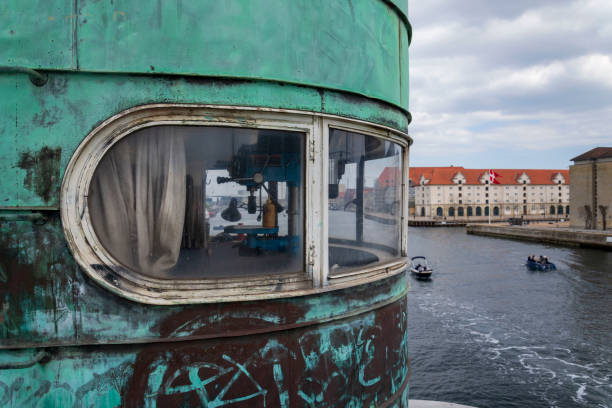 Knippelsbro tower, Knippel bascule bridge across the Inner Harbour on Christianshavn, Copenhagen, Denmark