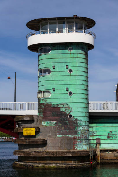 Knippelsbro tower, Knippel bascule bridge across the Inner Harbour on Christianshavn, Copenhagen, Denmark