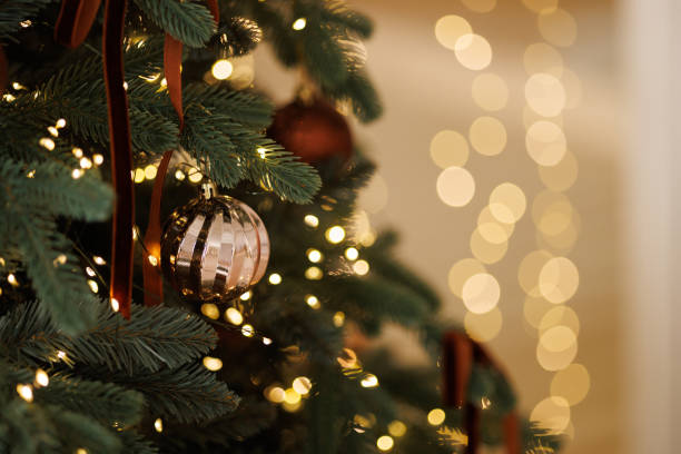 istock Christmas tree with golden decoration close-up with copy space 2183235666