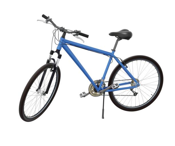istock Blue bicycle standing on kickstand, top view isolated on white background, 3D illustration 2183235757