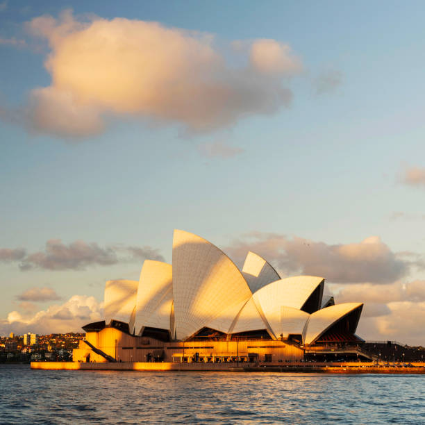 Sydney Opera House illuminated one stormy evening
