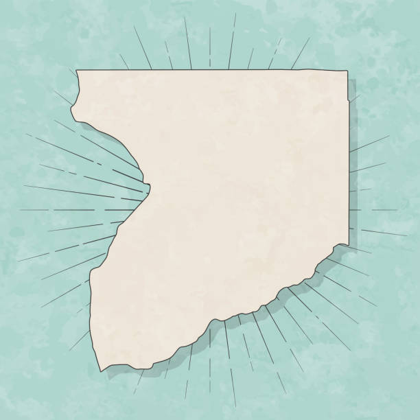 Map of Crawford County - Wisconsin, in a trendy vintage style. Beautiful retro illustration with old textured paper and light rays in the background (colors used: blue, green, beige and black for the outline). Vector Illustration (EPS file, well layered and grouped). Easy to edit, manipulate, resize or colorize. Vector and Jpeg file of different sizes.