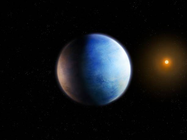 istock Distant Earth-like Planet. Blue exoplanet in space. 2183243640