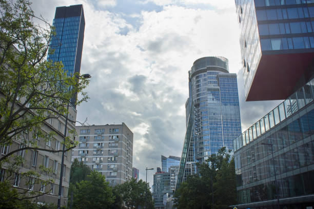 Warsaw, Poland - 27 July: a cityscape with modern skyscrapers 27 July, 2022 in Warsaw, Poland