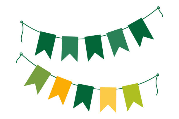 istock Pennants garland on rope in traditional festive colors St Patrick Day Greeting design elements Set 2 2183251886
