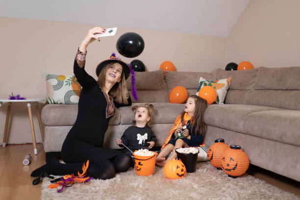 istock Family Halloween Selfie. 2183252080