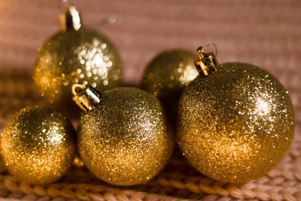 New Year's balls on a Christmas background