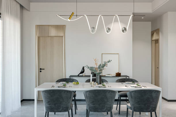 istock Contemporary Dining Room with Modern Lighting and Minimalist Decor 2183260926