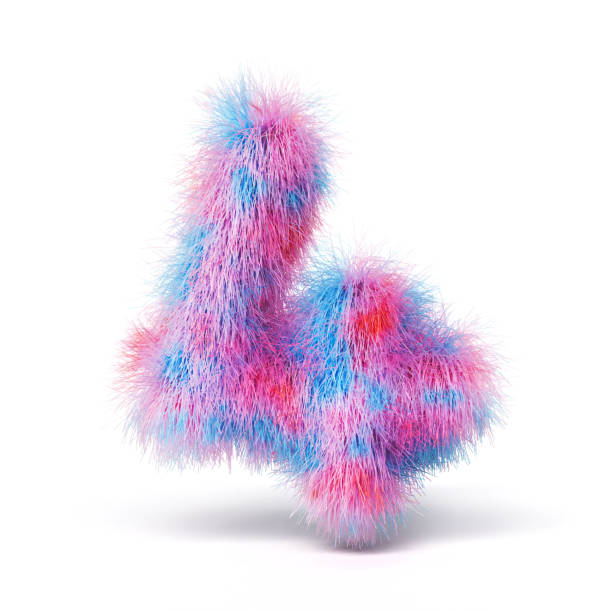istock Blue pink fur font Number 4 FOUR 3D 2183261068