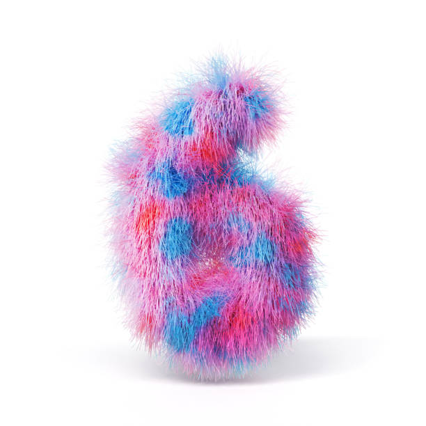 istock Blue pink fur font Number 6 SIX 3D 2183261110