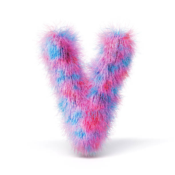 istock Blue pink fur font Letter V 3D 2183261206